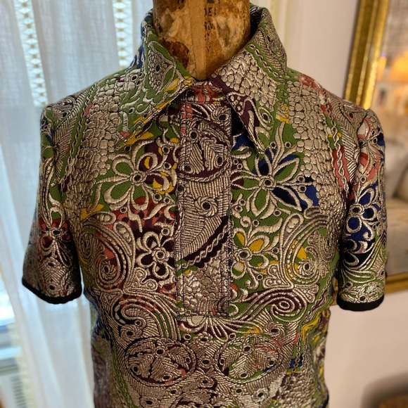 Burberry Floral Print Metallic Dress - Picture 2 of 8